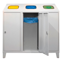 ADB Recycling-Abfallsammler mit 3 verzinkten Behältern